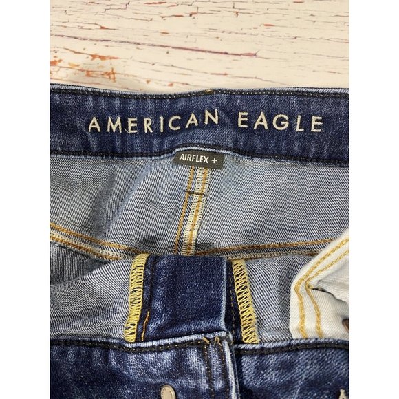 American Eagle Airflex Jean Shorts Sz 33 Stretch Denim Booty Raw Hem Cut Offs - Picture 3 of 8